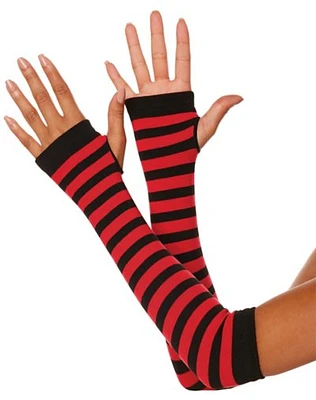 Red and Black Striped Arm Warmers