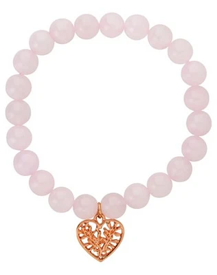 Rose Quartz Heart Charm Bracelet