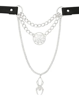 Triple Chain Spider and Web Choker Necklace