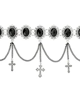 Black Gothic Cross Drop Chain Choker Necklace