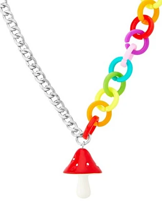 Red Mushroom Rainbow Chain Choker Necklace