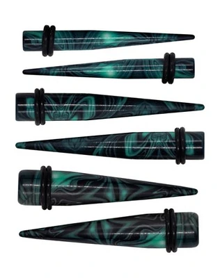 Multi-Pack Black and Green Swirl Tapers