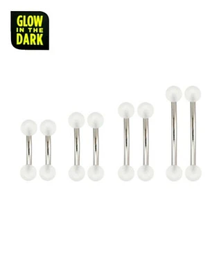 Multi-Pack Glow in the Dark Eyebrow Barbells- 16 Gauge