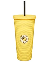 Yellow Daisy Textured Cup with Straw- 20 oz.
