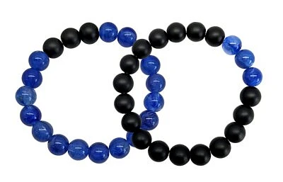 Navy Blue and Black Long Distance Beaded Bracelets - 2 Pack