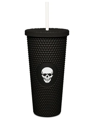 Black Skull Textured Cup with Straw- 20 oz