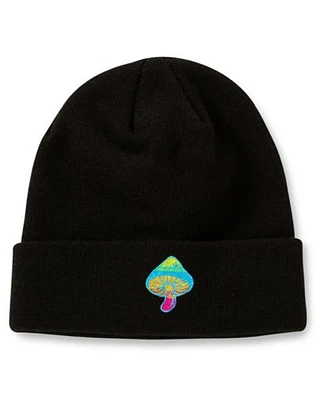 Rainbow Mushroom Cuff Beanie Hat