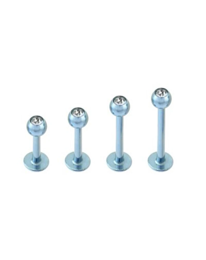 Multi-Pack Light Blue Labret Lip Rings 4 Pack - 16 Gauge