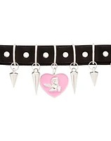 Spiked Charm Cherub Choker Necklace