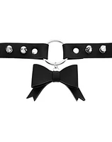 Black Bow Spike Choker Necklace