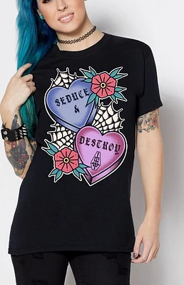 Hearts Seduce and Destroy T Shirt