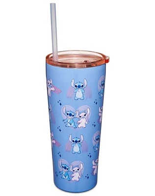 Stitch and Angel Rainbow Cup with Straw 22 oz - Lilo & Stitch