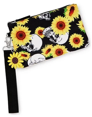 Sunflower Skull Wristlet