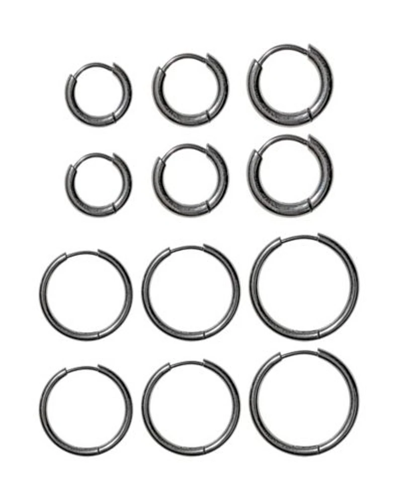 Silvertone Hoop Earrings 6 Pack