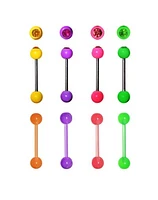 Multi-Pack Glow in the Dark Multi-Color CZ Barbells 8 Pack - 14 Gauge