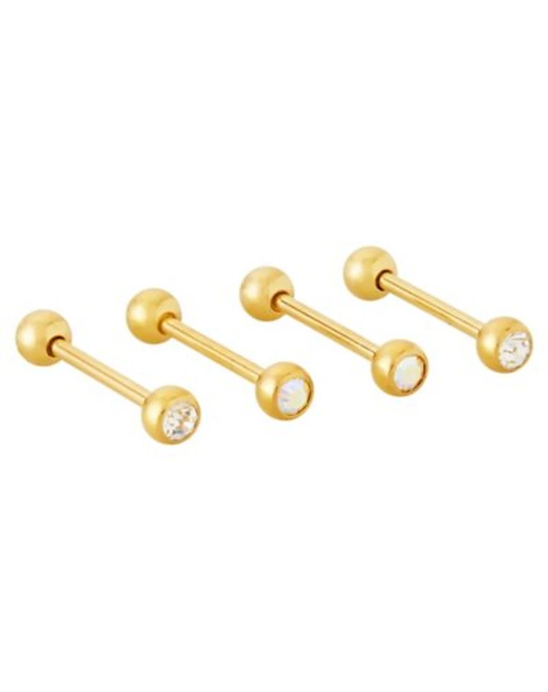 Multi-Pack CZ Goldtone Barbells 14 Pack - 14 Gauge