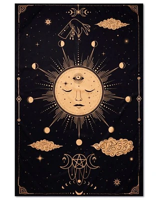 Black Golden Sun Tapestry