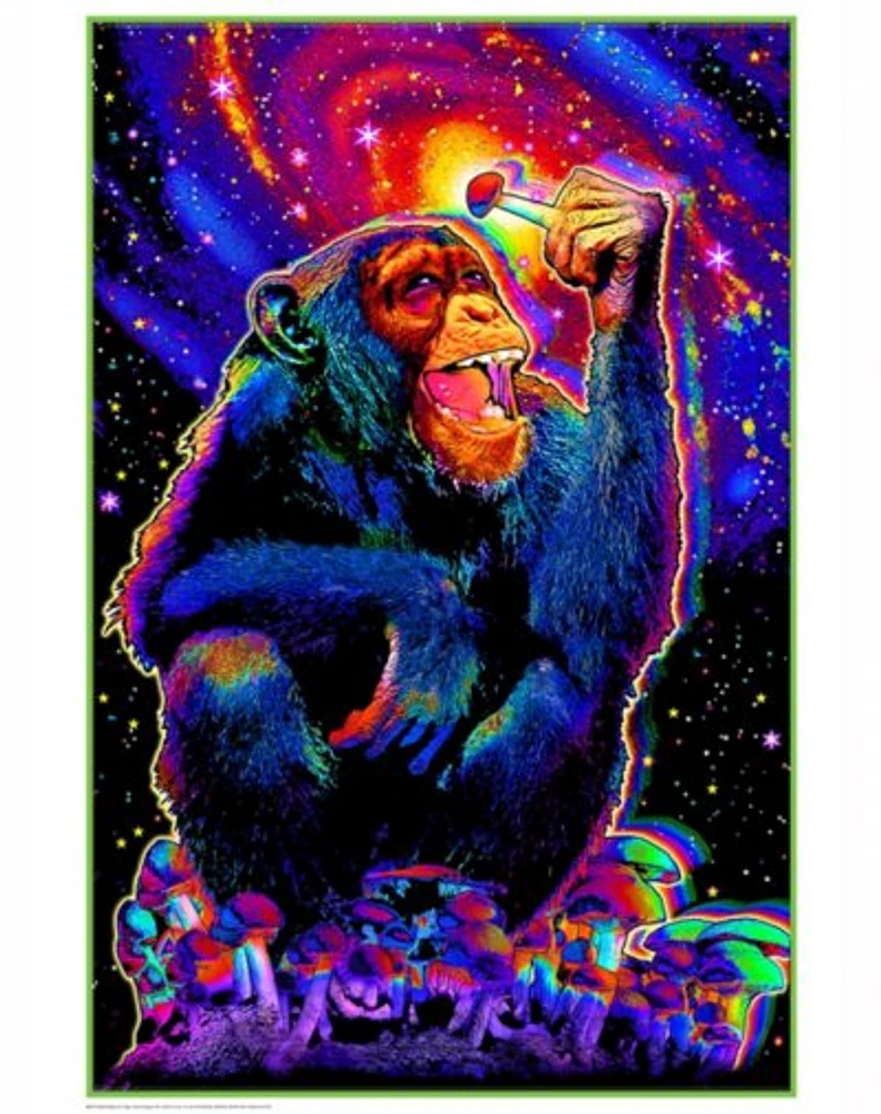 Monkey Mushroom Black Light Poster