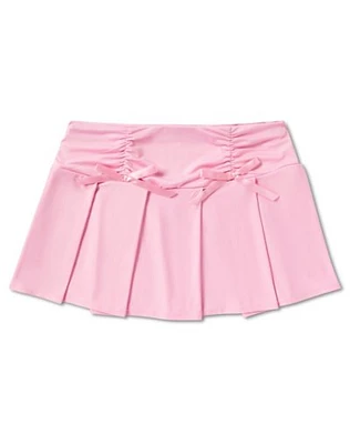 Pink Satin Bow Mini Skirt