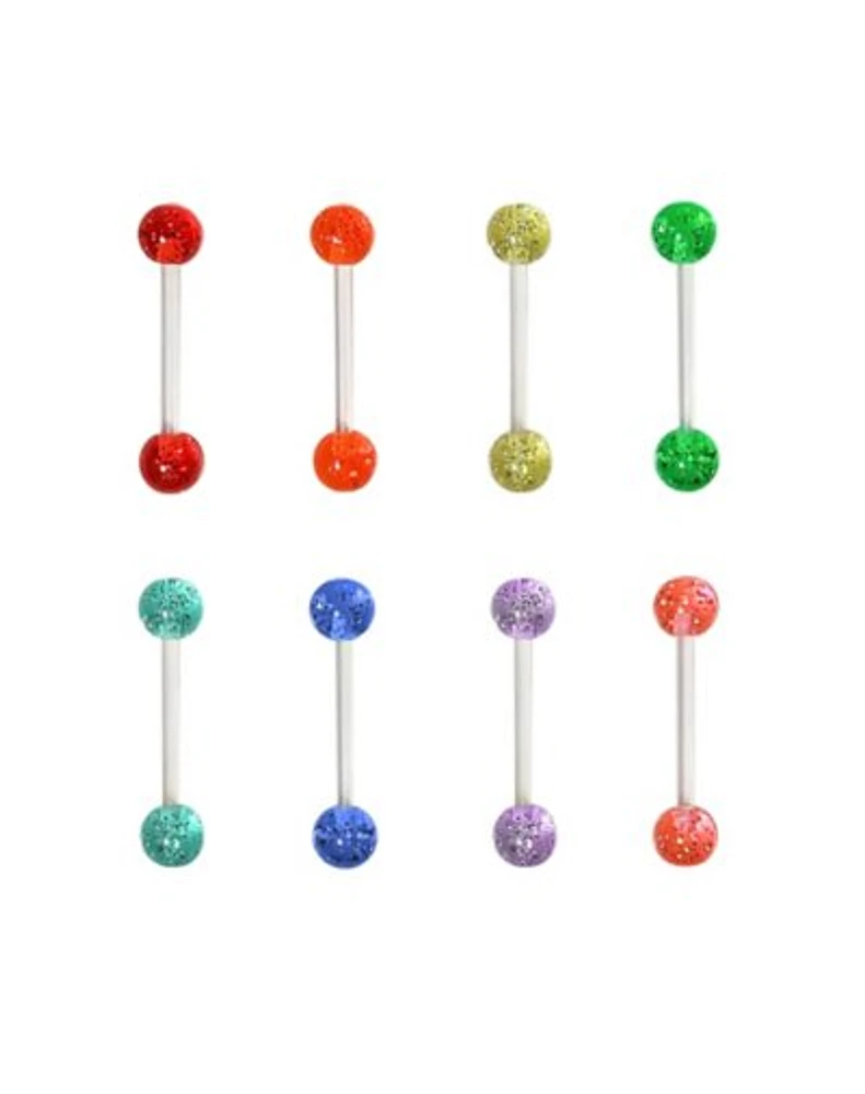 Multi-Pack Neon Glitter Barbells 8 Pack - 14 Gauge