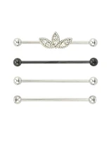 Multi-Pack CZ Flower Petal Industrial Barbells 4 Pack - 14 Gauge