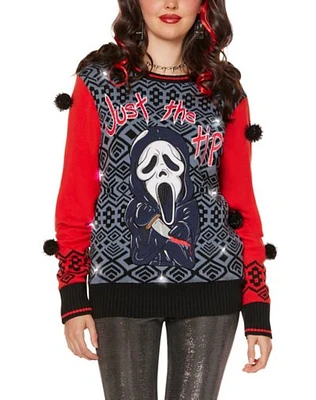 Light-Up Just the Tip Ghost Face Christmas Sweater