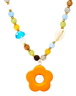 Mushroom and Flower Colorful Beaded Choker Necklace