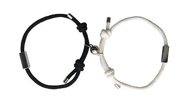 Multi-Pack Black and White Cord Long Distance Bracelets - 2 Pack