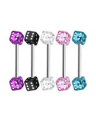 Multi-Pack Acrylic Dice Barbells 5 Pack - 14 Gauge