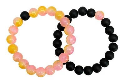 Multi-Pack Peach and Black Long Distance Beaded Bracelets - 2 Pack