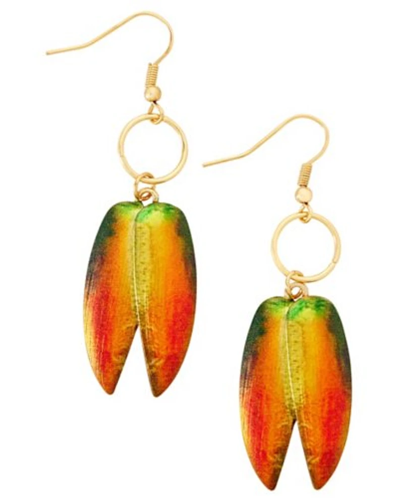 Beetle Wing Dangle Earrings