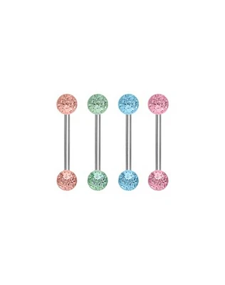 Multi-Pack Multicolor Glitter Barbells 4 Pack - 14 Gauge