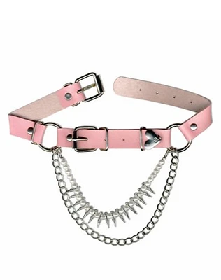 Pink Spike Chain Choker Necklace