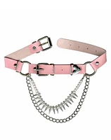 Pink Spike Chain Choker Necklace