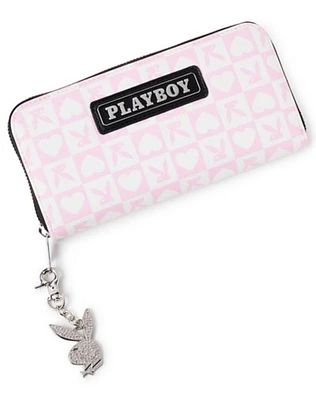 Pink and White Playboy Zip Wallet