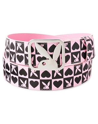 Pink and Black Checkered Hearts Playboy Bunny Belt