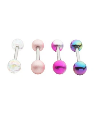 Multi-Pack Pink Purple Glitter Barbells 4 Pack - 14 Gauge