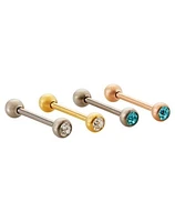 Multi-Pack CZ Titanium Internally Threaded Barbells 4 Pack - 14 Gauge