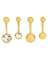 Multi-Pack Gold Titanium and CZ Belly Rings 4 Pack - 14 Gauge