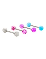 Multi-Pack Pink Blue and Purple Barbells 4 Pack - 14 Gauge