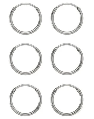 Multi-Pack Titanium Silvertone Hoop Earrings