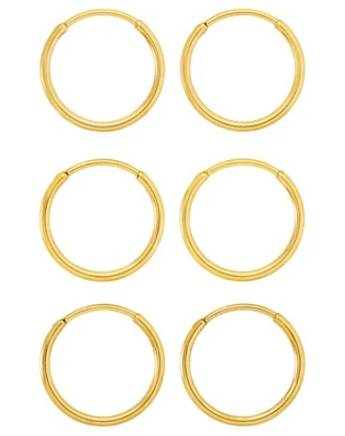 Multi-Pack Goldtone Hoop Earrings - 3 Pair