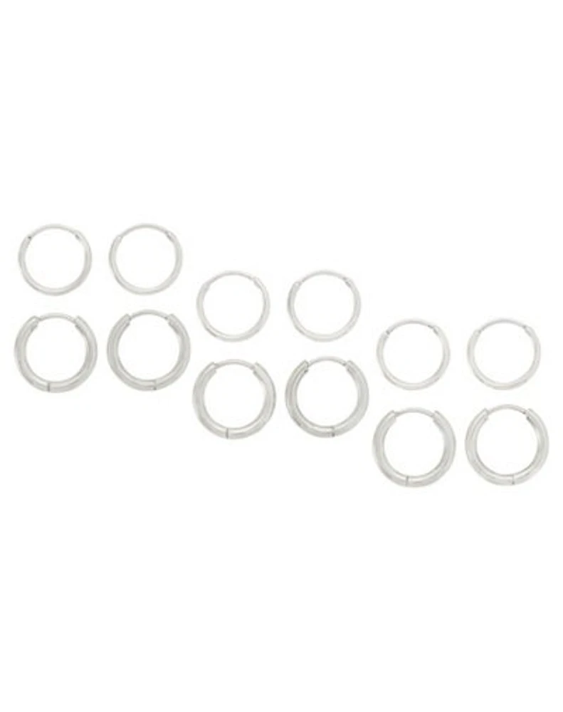 Multi-Pack Silvertone Hoop Earrings - 6 Pair