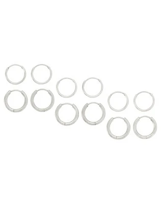 Multi-Pack Silvertone Hoop Earrings - 6 Pair