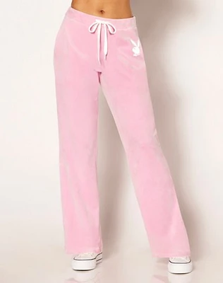 Pink Playboy Velour Track Pants