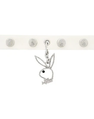 Silver and White Playboy Spiked Choker Necklace - Playboy
