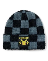 Pikachu Fuzzy Checkered Beanie Hat - Pokmon