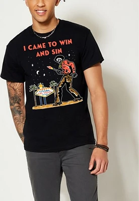 Skeleton Cowboy Win & Sin T Shirt