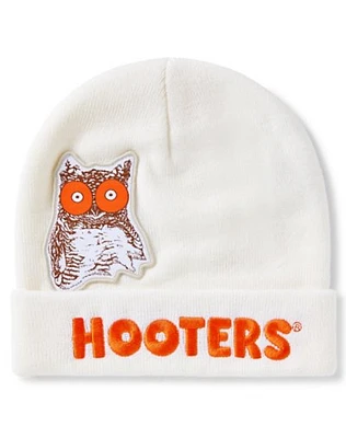 White Hooters Cuff Beanie Hat