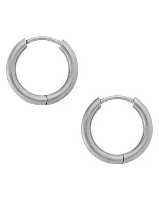 Titanium Silvertone Hoop Earrings